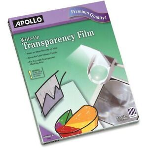 Apollo Write-On Transparency Film - Clear - Letter - 8 1/2&#034; x 11&#034; - 100 / Box