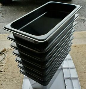 LOT OF 7 OEM CAMBRO FOOD PANS 1/3 SIZE 6&#034; DEEP BLACK Camwear® NSF