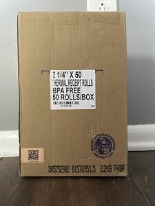 2 1/4 x 230&#039; THERMAL RECEIPT PAPER-50 ROLLS FREE SHIPPING New In Box Bundle Bulk