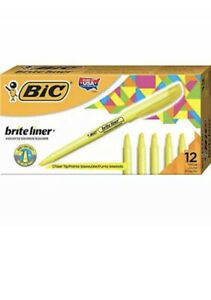 BIC BICBL11YW Brite Liner Highlighter Chisel Tip Yellow 12-Count