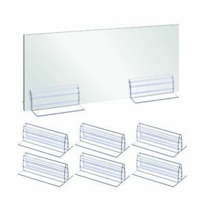 6PCS Self Adhesive Sneeze Guard Holder Acrylic Panels Holder to Fasten Line Up P