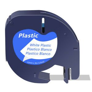 1PK Black on White Refill Plastic Label for DYMO LetraTag LT100H 91331 Tape 12mm