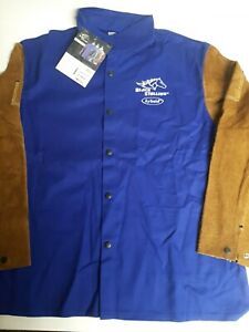 Black Stallion FRB9-30C/BS Hybrid FR Cotton Cowhide Welding Jacket Royal Blue XL