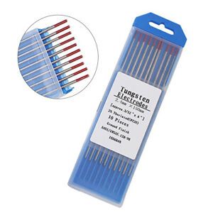 10pcs Ground Finish Tungsten Electrode Thoriated Consumables Kit Red Head Rods