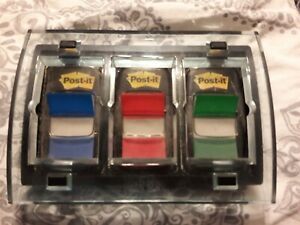 Post It Dispenser For sticky Tabs Office Desk Equipment- 3 tab holder some tabs