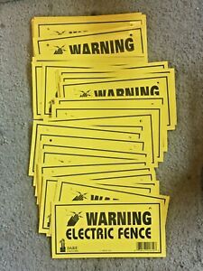 WARNING ELECTRIC FENCE Signs 36 total, buy more, save more! Dare 4&#034; x 8&#034; plastic