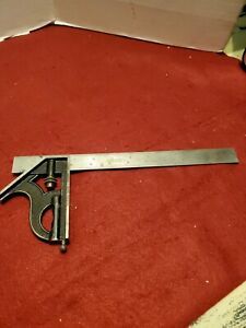 Vintage 12&#034; Brown &amp; Sharpe No. 4 Combination Square 2 piece