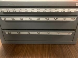Used HUOT #13000 Fraction Drill Cabinet Index w/ Drill Bits
