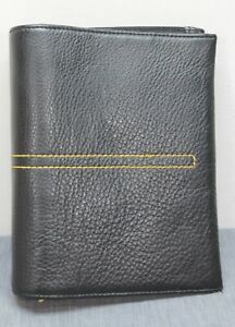 Franklin Covey Grain Nappa Leather Pebbled Black Small Planner Yellow Stitching
