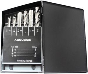Accusize Industrial Tools 18 Pc H.S.S. Tap And Drill Set, U.N.C, 0001-0040