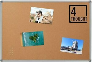 4 THOUGHT Cork Bulletin Board Large Big 48 x 36 Inches Framed Push Pin Corkboard