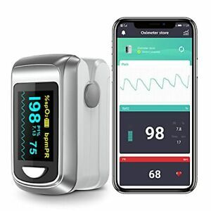 Bluetooth Fingertip Pulse Oximeter Oximetry Blood Oxygen Saturation Monitor and