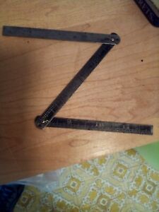 Vintage STARRETT No. 450 Folding Steel 12&#034; Pocket Rule. Made in the USA.