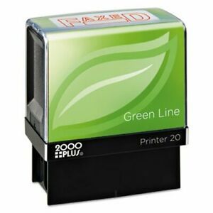 2000 Plus Green Line Message Stamp, Faxed, 1 1/2 x 9/16, Red (COS098369)