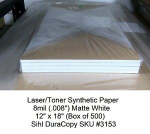 Never Tear Synthetic Paper #3153 DuraCopy™ 8 Mil C2S 12&#034; x 18&#034; (500) by Sihl
