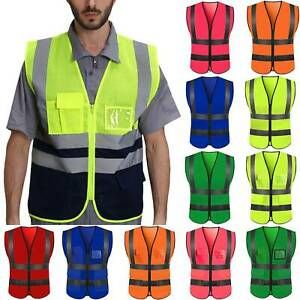 Hi Vis Viz Safety Vest Waistcoat High Visibility Jacket With ID Pockets Workwear