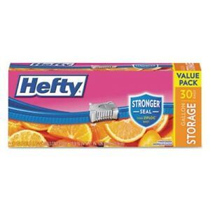 Hefty Slider Bags, Storage, 1 gal, Clear, 30/Box, 9 Box/Carton (RFPR81430CT)