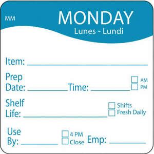 DAYMARK 1122121 Day Label,Monday,3 In. W,PK500