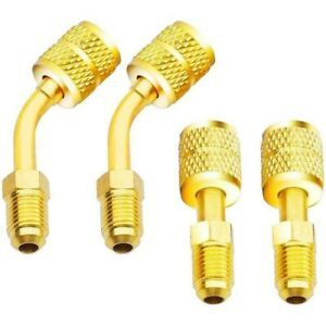 1 Set A/C R410A Adapter 5/16In SAE Female Couplers To 1/4In SAE Male Flare Brass