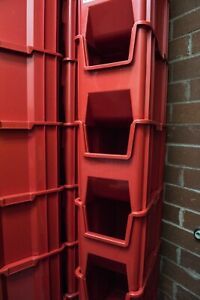 Red Plastic Stackable Bins - 17 12 x 10 78 x 12 12&#034;, Red