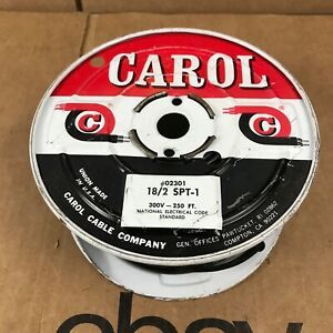 Carol SPT-1 Gray 18/2 Lamp Cord Copper Wire Roll #18 AWG Gauge 300V 250ft