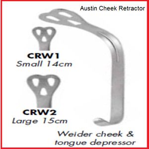 DENTAL AUSTIN CHEEK RETRACTORS SMALL/LARGE (14cm) (15cm) CRW1/CRW2 RETRACTOR SUR