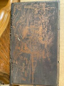 Vintage Print Press Delavan Lk Petersburg Wis Metal/Wood Stamp Block Ink Plate