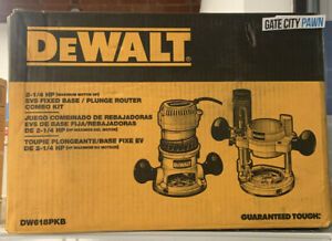 DeWalt DW618PKB 2-1/4HP EVS Fixed Base / Plunge Router Combo Kit NEW