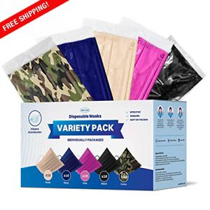 Face Mask Individually Wrapped,  50 Variety Color Pack,  Keeping You Safe.