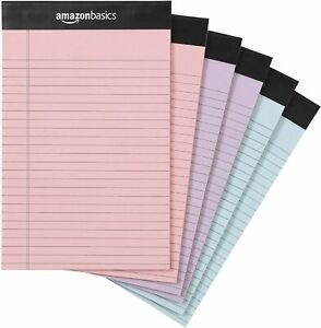Basics Writing Pads, 5&#034; x 8&#034;, Narrow Ruled, Pink, Orchid &amp; Blue Paper, 4-Pack