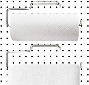 Paquete de 2 porta toallas de papel de tablero perforado de acero inoxidable