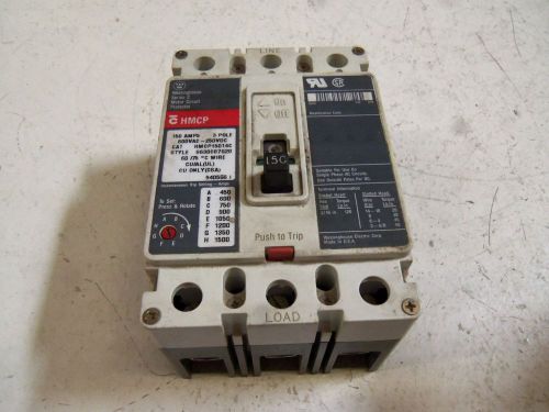 Westinghouse hmcp150t4c circuit breaker 150 amp *used* for sale
