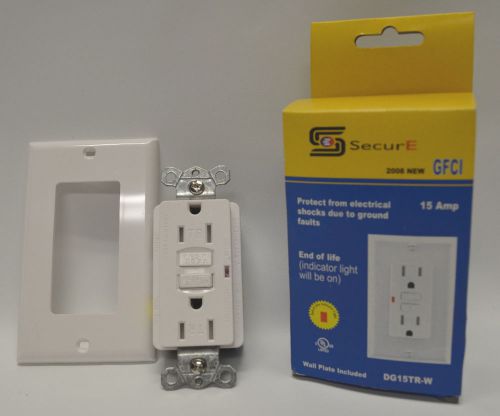 Secure 15 amp gfci tamper resistant receptacle w/ wallplate - white dg15tr-w for sale