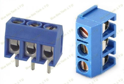 100PCS 5mm 3-Pin Plug-in Screw Terminal Block Connector PCB Mount US Seller