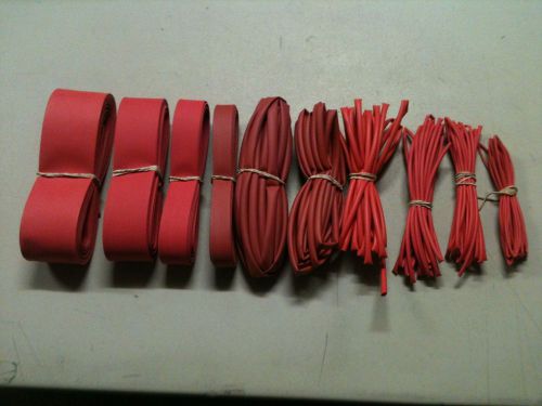 100&#039; of thermosleeve red polyolefin 2:1 heat shrink tubing-10&#039; sect. of 10 sizes for sale
