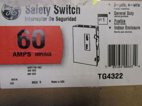 Ge tg4322 safety switch 60 amp 3 pole fusible 240/120 volts new!1! in sealed box for sale