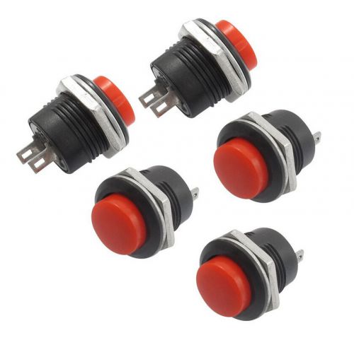 5pcs x momentary spst no red round cap push button switch ac 6a/125v 3a/250v for sale