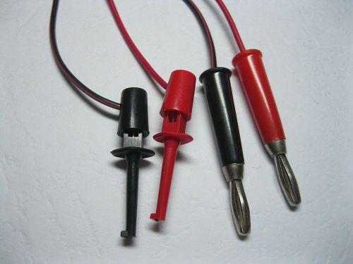 24 set small test hook clip to banan plug for multimeter cable 100cm for sale