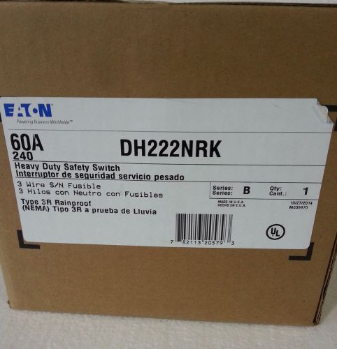 EATON DH222NRK HEAVY DUTY SAFETY SWITCH 60A 240 VOLTS ! NEW !