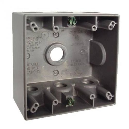 Hubbell Weatherproof Box Double Gang 7 1/2&#034; Outlets Gray 5340-0 Outlet Boxes