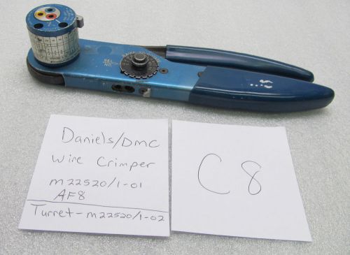 C8 - Daniels DMC M22520/1-01 AF8 Crimp Tool Crimper Aircraft Wire W TH1A Turret