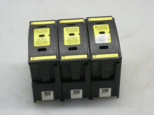 LOT OF 3 BUSSMANN JTN60060 35-60A AMP 600VAC FUSE BLOCK HOLDERS With Indication