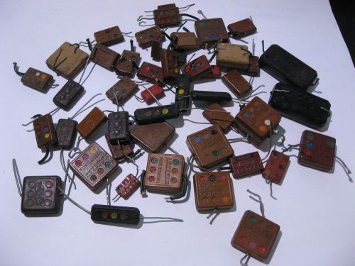 Lot of 48 Assorted Silver Mica Capacitors Various Values - VINTAGE Pulls