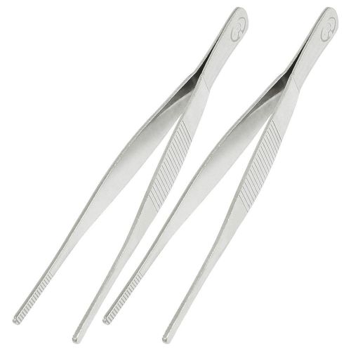 2pcs stainless steel flat edge forceps tweezers tool 14cm long for doctors for sale