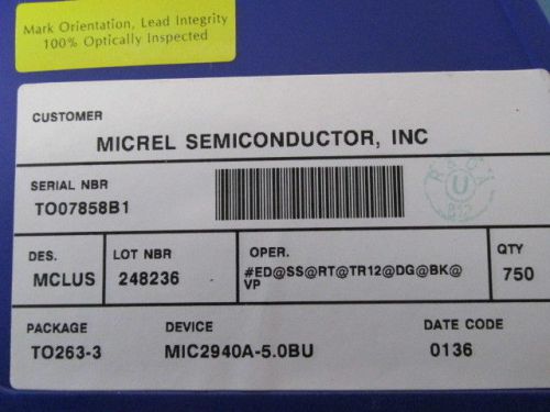 750 pcs micrel mic2940a-5.0bu for sale