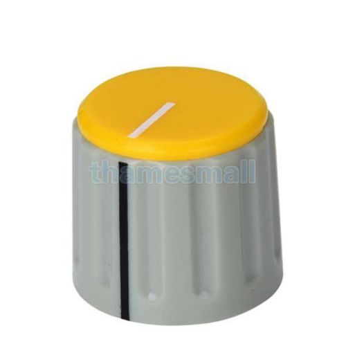 5pcs Plastic Brass Potentiometer Control Knobs Caps Yellow&amp;Grey High Quality