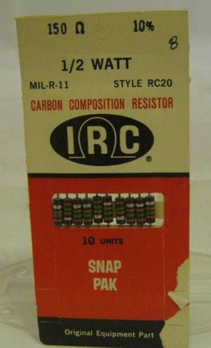 IRC Carbon Composition Resistor 1/2 Watt  150 OHM MIL-R-11 NOS 10PK