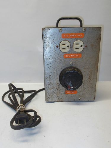 Vintage Working Tested Two Outlet 6 Amp 650 Watt Test Electrical Passive Variac