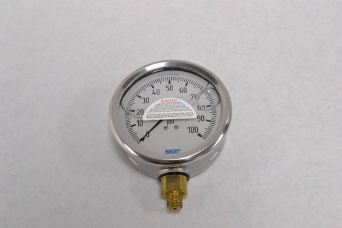 New wika glycerine fill pressure 0-100psi 4 in 1/4 in npt gauge b303056 for sale