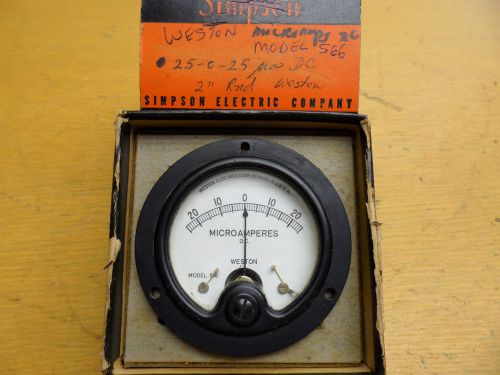 Vintage NIB Weston 25-0-25 Microamperes Meter model#566